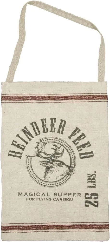 Primitives by Kathy Vintage Sack Style Hanging Bag, Reindeer Feed