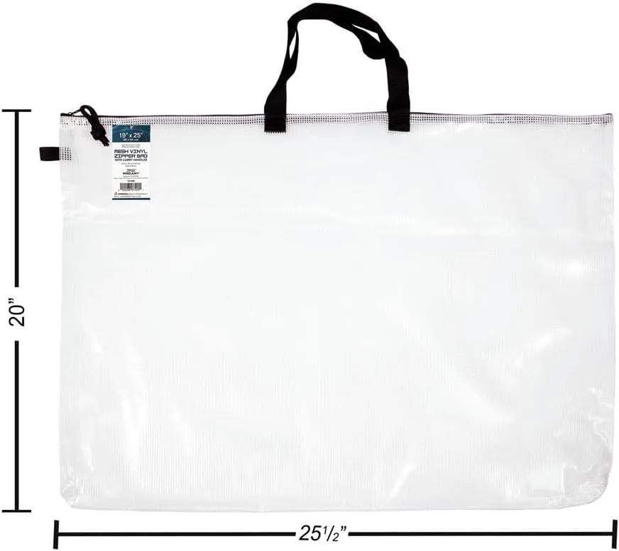 Pro Art Vinyl, 19-inch x 25-inch Mesh Bag with Zipper and Handle, Translucent