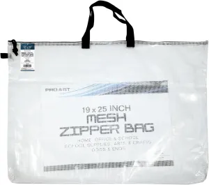 Pro Art Vinyl, 19-inch x 25-inch Mesh Bag with Zipper and Handle, Translucent