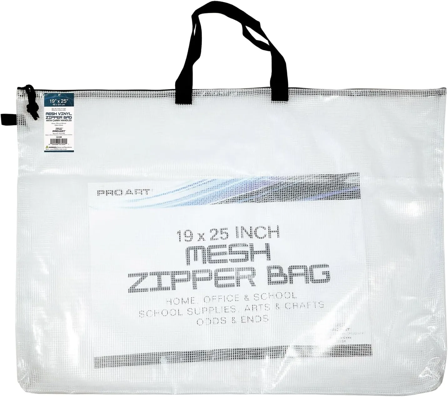 Pro Art Vinyl, 19-inch x 25-inch Mesh Bag with Zipper and Handle, Translucent