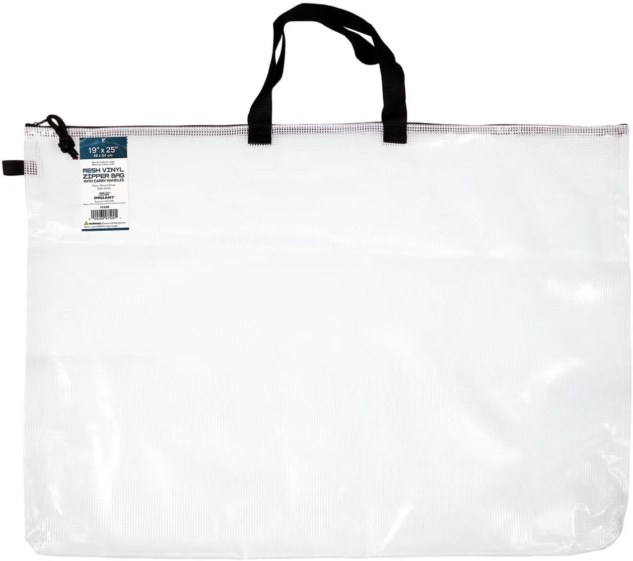 Pro Art Vinyl, 19-inch x 25-inch Mesh Bag with Zipper and Handle, Translucent