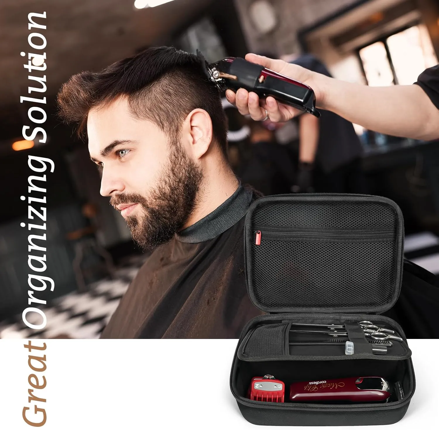 ProCase Hard Travel Case for Hair Clippers, Hair Cutting Barber Supplies Holder, Trimmer Organizer Storage Bag for Hatteker/Oneisal/Wahl 5Star/Andis Men Razor Guard Grooming Kits
