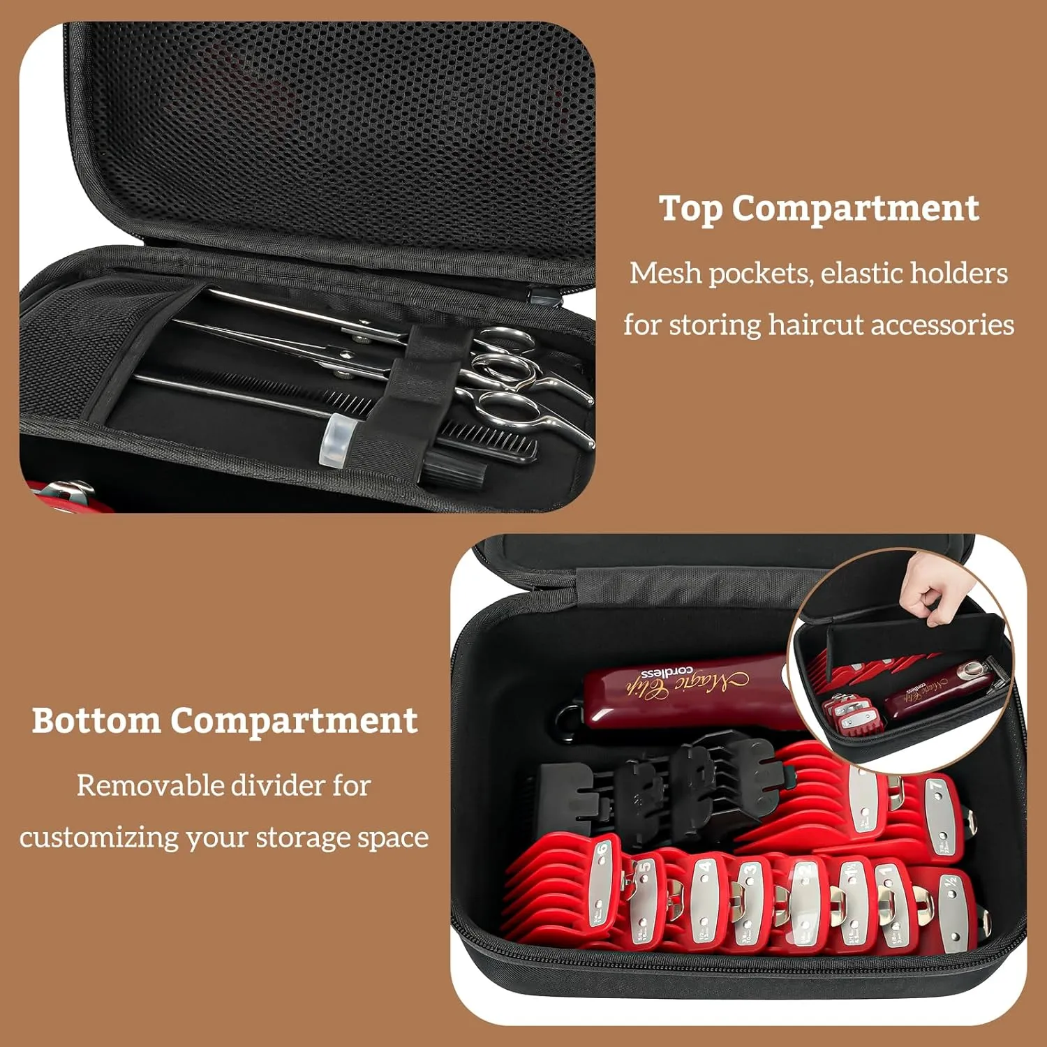 ProCase Hard Travel Case for Hair Clippers, Hair Cutting Barber Supplies Holder, Trimmer Organizer Storage Bag for Hatteker/Oneisal/Wahl 5Star/Andis Men Razor Guard Grooming Kits