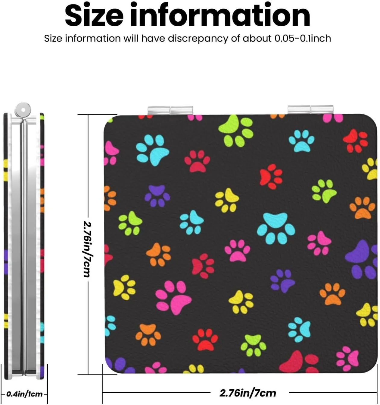 Puppy Dog Paw Women Small Makeup Mirror Portable Pocket Cosmetic Mirror for Travel
