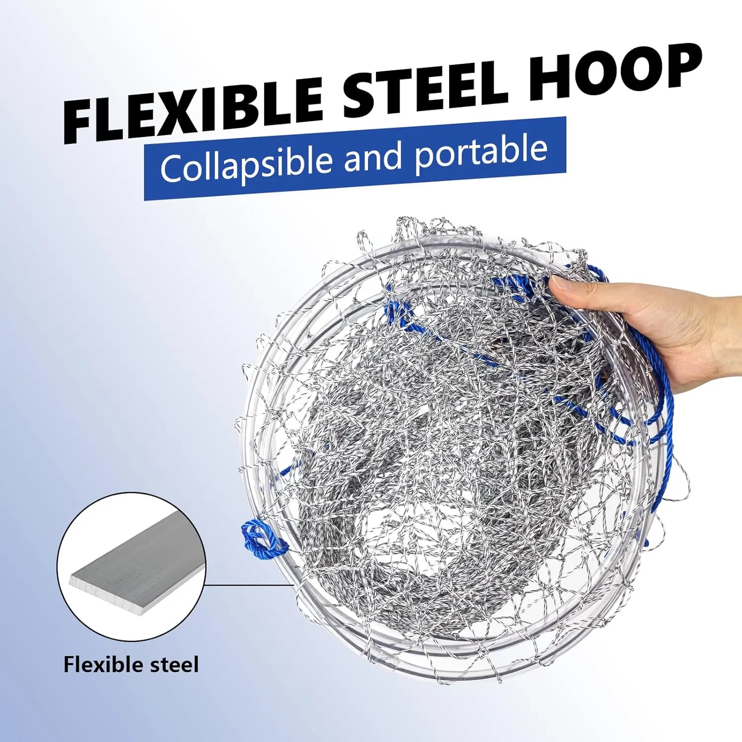 QualyQualy Bridge and Pier Fishing Net with Foldable Drop Net, Steel Hoop and Nylon Mesh