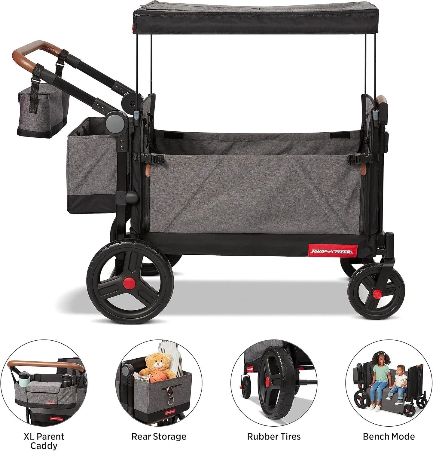 Radio Flyer Atlas Stroll N Wagon, Folding Wagon for 1  Years - Gray