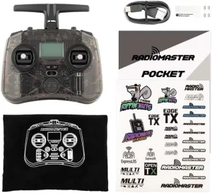 Radiomaster Pocket ELRS Hall Gimbal Transmitter Remote Control Portable Lightweight Built in LED Light Foldable Antenna（Black Mode 2）