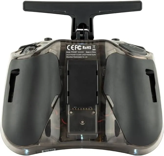 Radiomaster Pocket Hall Gimbal Transmitter Remote Control Portable Lightweight Built in LED Light Foldable Antenna Mode 2 (ELRS Charcoal with 18650)