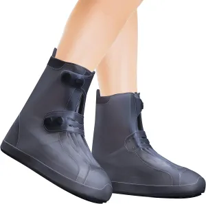 Rain Shoe Covers | Waterproof Shoe Covers for Men Women | Reusable Galoshes Overshoes (Black, 34-36)