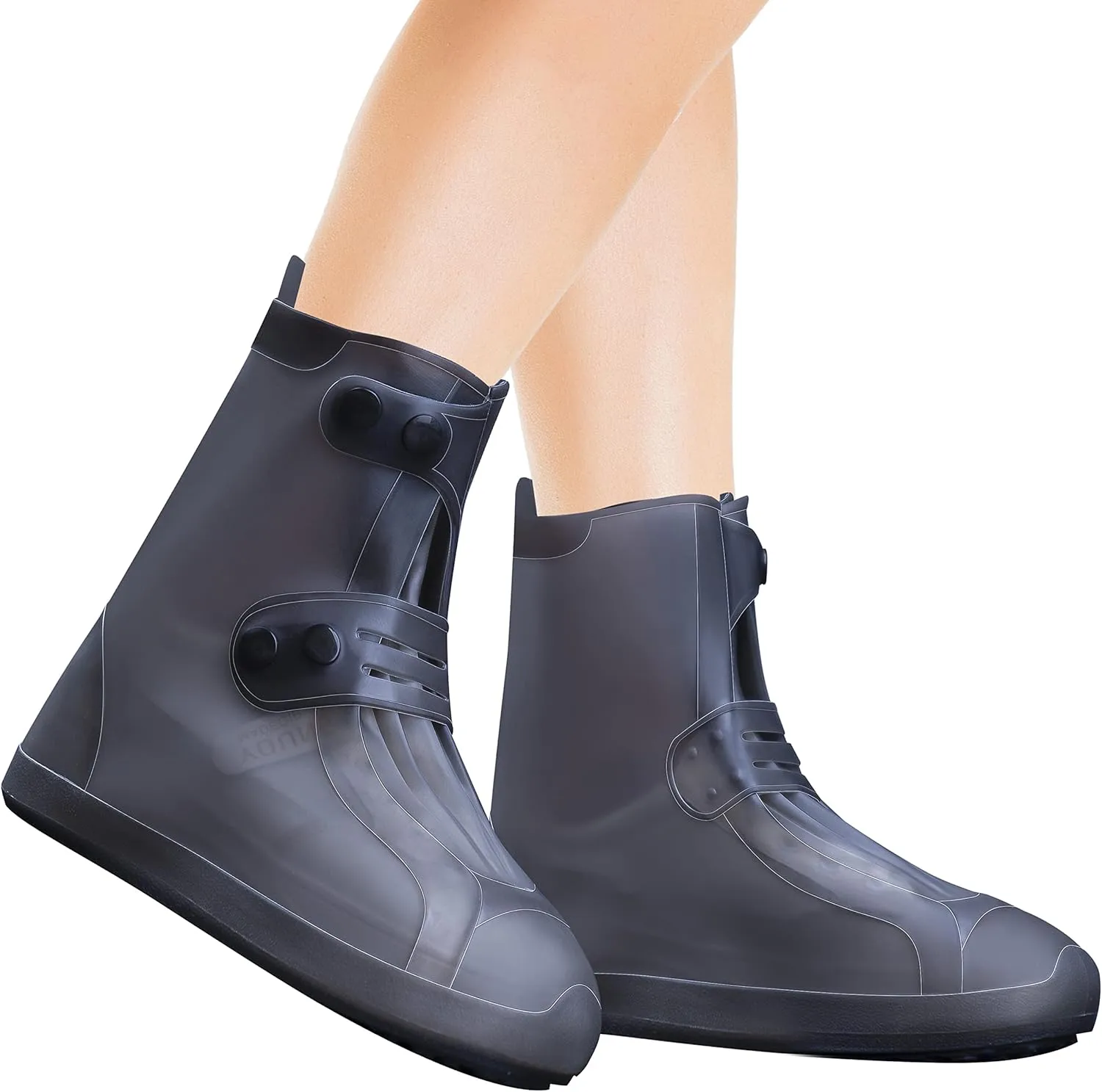 Rain Shoe Covers | Waterproof Shoe Covers for Men Women | Reusable Galoshes Overshoes (Black, 34-36)