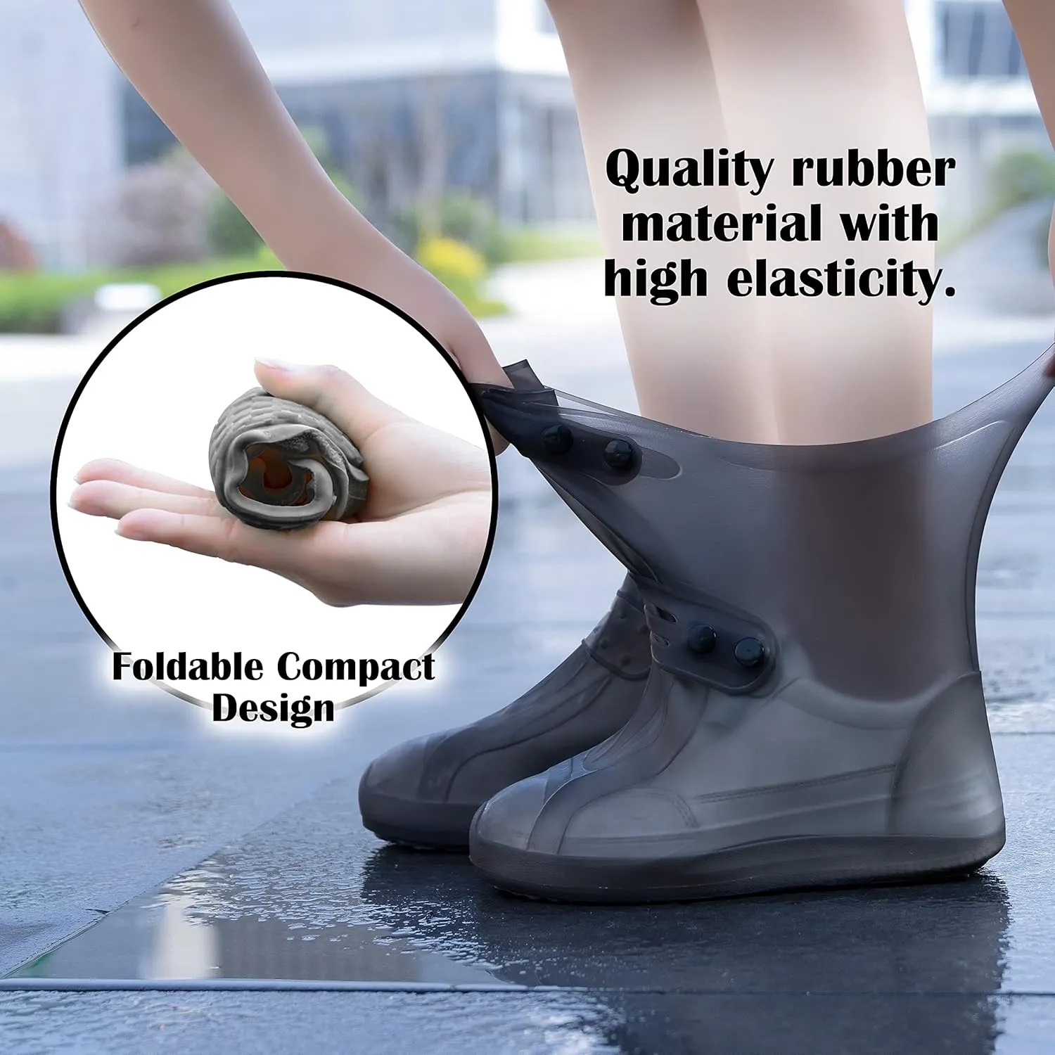 Rain Shoe Covers | Waterproof Shoe Covers for Men Women | Reusable Galoshes Overshoes (Black, 34-36)