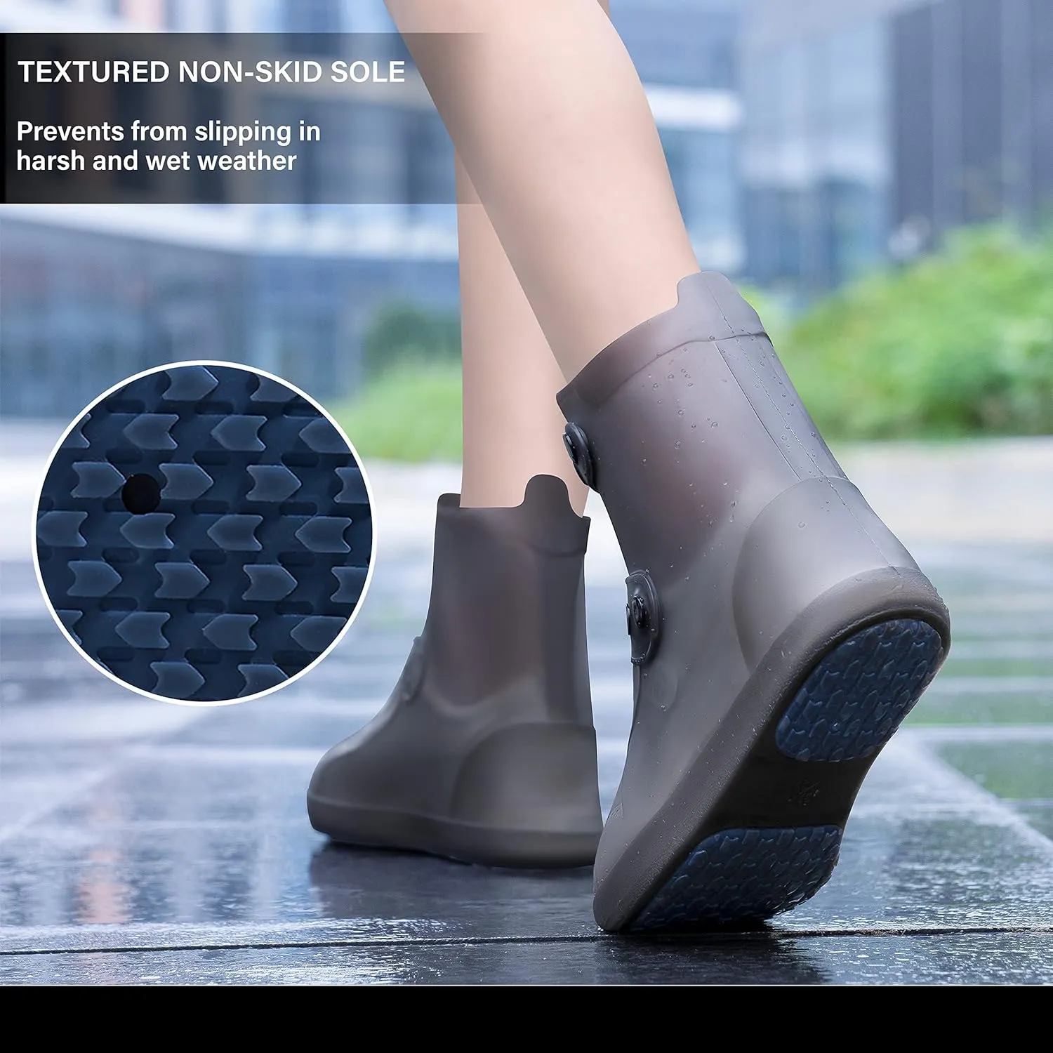 Rain Shoe Covers | Waterproof Shoe Covers for Men Women | Reusable Galoshes Overshoes (Black, 34-36)