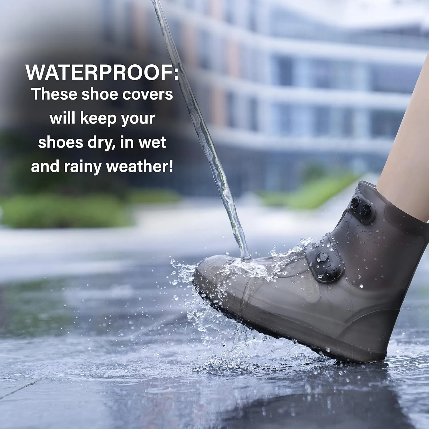 Rain Shoe Covers | Waterproof Shoe Covers for Men Women | Reusable Galoshes Overshoes (Black, 34-36)