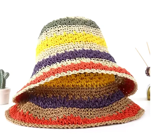 Rainbow Rafia Hat