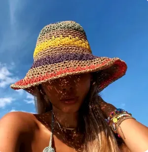 Rainbow Rafia Hat