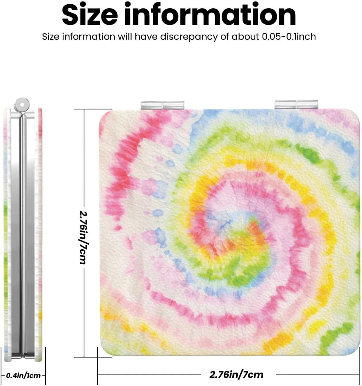 Rainbow Tie Dye Women Mini Cosmetic Mirror Folding Portable Pocket Makeup Mirror