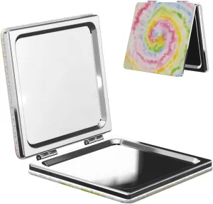 Rainbow Tie Dye Women Mini Cosmetic Mirror Folding Portable Pocket Makeup Mirror