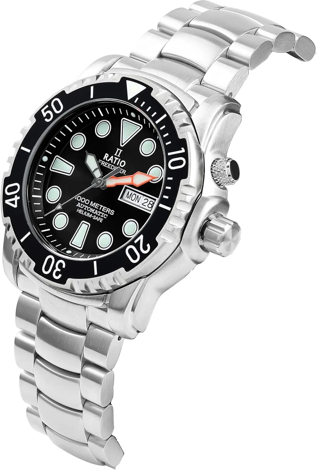 RATIO FreeDiver Helium-Safe Dive Watch Sapphire Crystal Automatic Diver Watch 1000M Water Resistant Diving Watch for Men