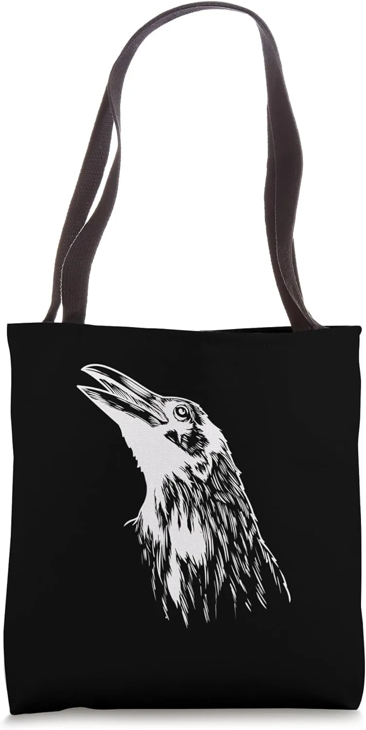 Raven Head Crow Tote Bag