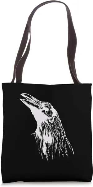 Raven Head Crow Tote Bag