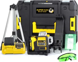 Rechargeable 360° Green Laser Level with Tripod, Magnetic Base, and Glasses - Perfect for Construction, Tiling, and Home Renovation