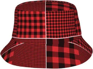 Red Buffalo Check Plaid Women's Men's Bucket Hats Outdoor Beach Sun Cap Packable Sun-Protection Fisherman Hat