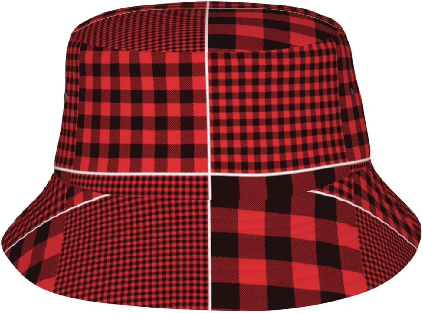Red Buffalo Check Plaid Women's Men's Bucket Hats Outdoor Beach Sun Cap Packable Sun-Protection Fisherman Hat