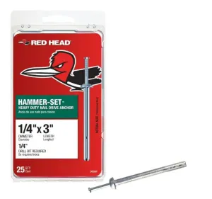 Red Head 1/4 in. x 3 in. Hammer-Set Anchor 25CT