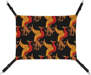 Red Phoenix Hanging Cat Bed Soft Breathable Pet Hammock for Cage Pet Sleeper for Kitten Ferret Puppy Rabbit