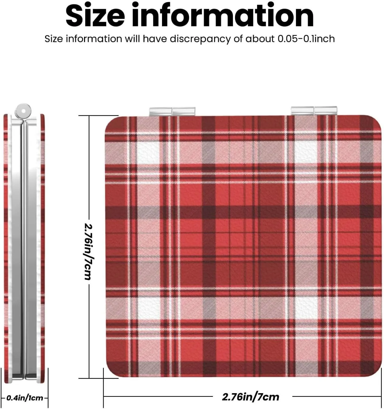 Red Tartan Plaid Pattern Women Mini Cosmetic Mirror Folding Portable Pocket Makeup Mirror