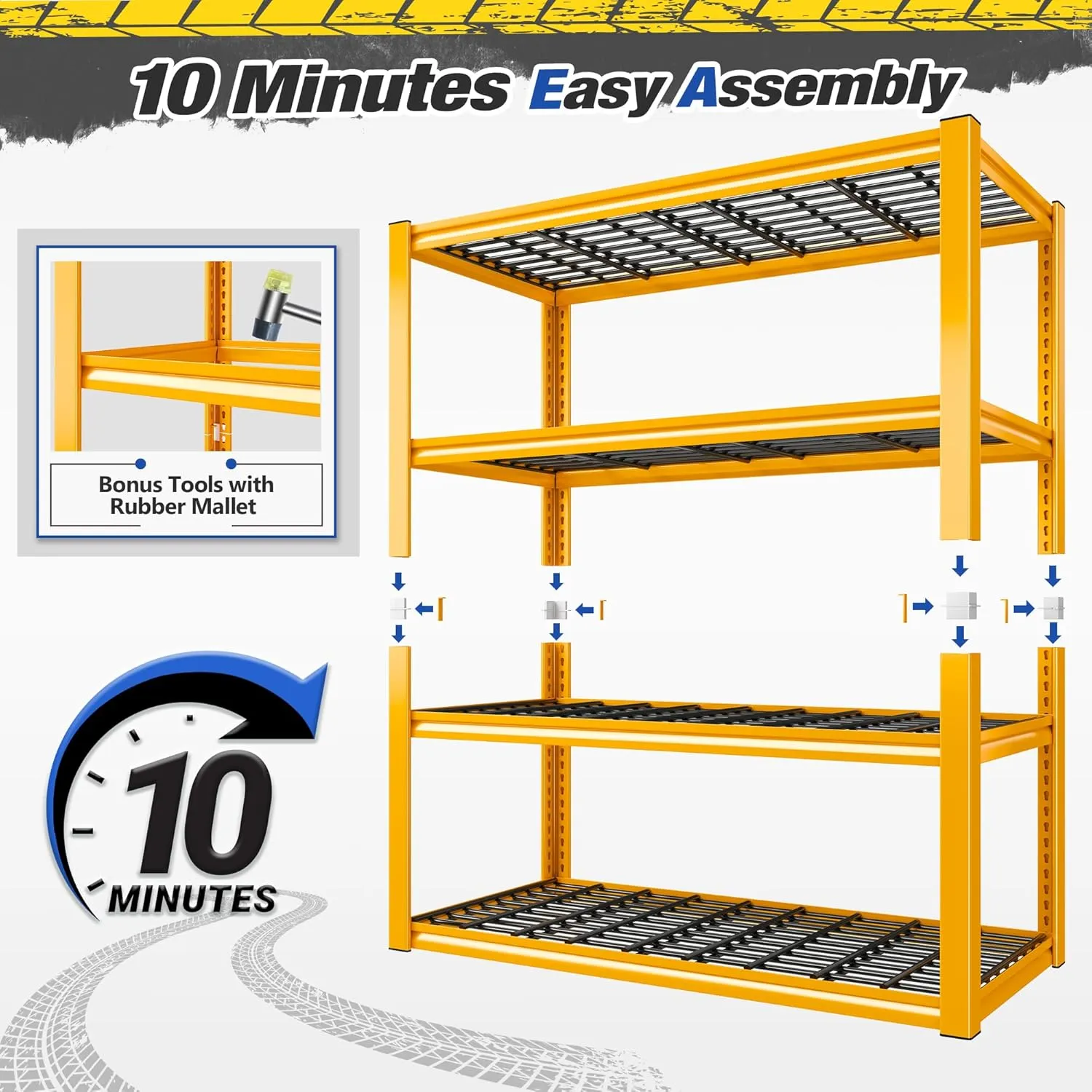 REIBII 40" W Garage Shelving Heavy Duty Metal Shelving 2200LBS Storage Shelves 4 Tier Garage Shelves Adjustable Metal Shelf for Warehouse Basement Pantry Kitchen 40" W x 19.7" D x 59.9" H, Orange