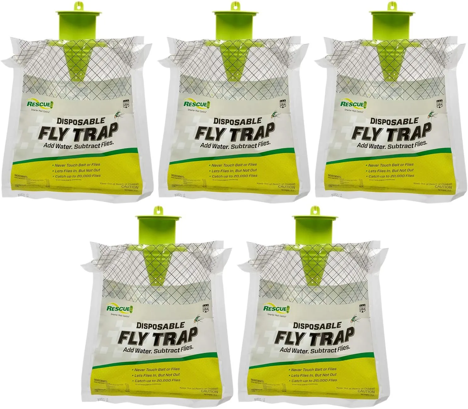 RESCUE! Outdoor Disposable Hanging Fly Trap - 5 Traps