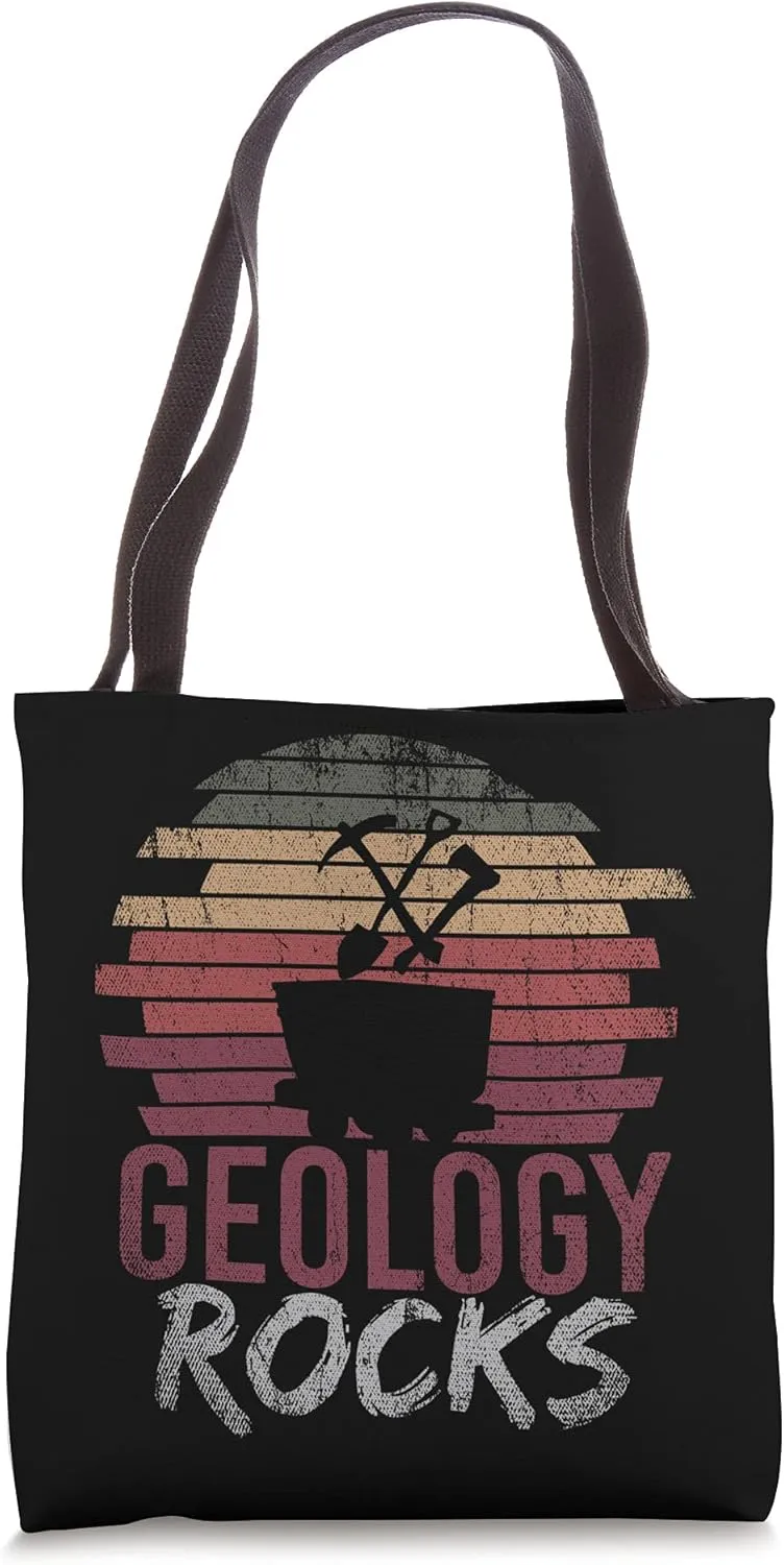 Retro Geologist Paleontologist Geology Rocks Funny Geology Tote Bag
