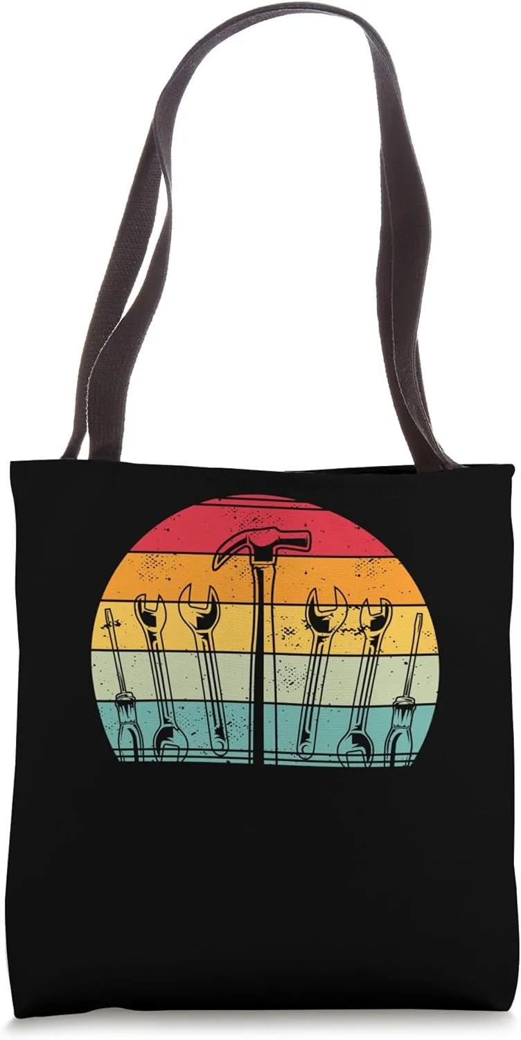 Retro Hammer Tools Carpenter Woodworker Carpentry Tote Bag