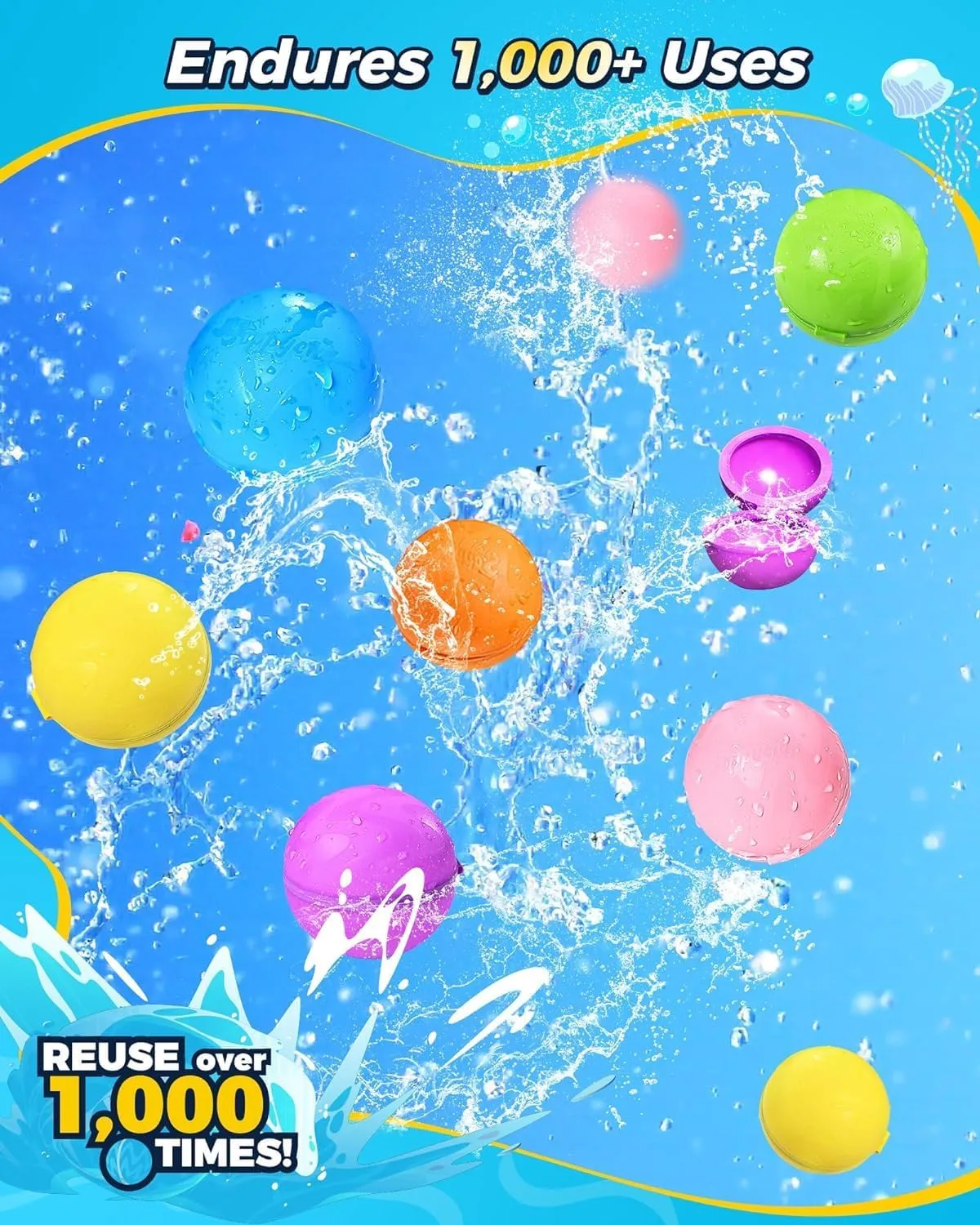 Reusable Water Bomb balloons, Magnetic Refillable Water balls - Pool Toys for Boys and Girls, Beach Outdoor Activities Water Games Toy for kids Self Sealing Water Splash Ball (25Pack)