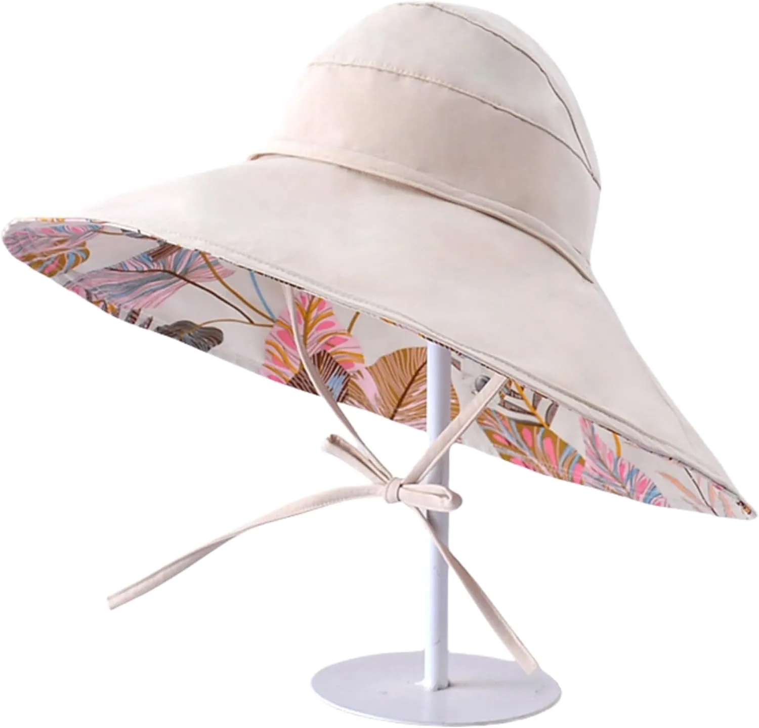 Reversible Floral Wide Brim Sun Hats for Women Packable UV Protection Hat Large Wired Edge Summer Beach Bucket Hat