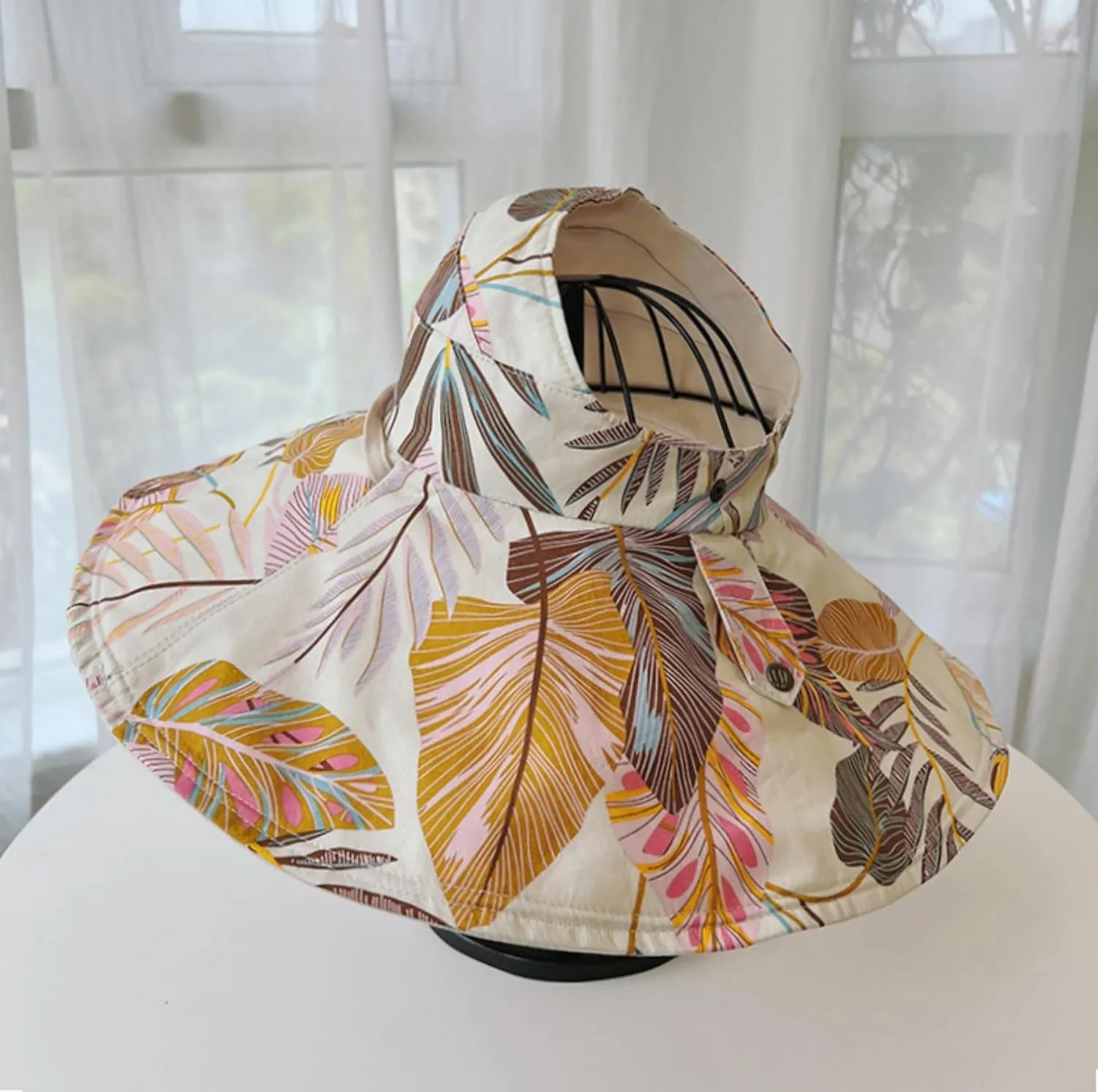 Reversible Floral Wide Brim Sun Hats for Women Packable UV Protection Hat Large Wired Edge Summer Beach Bucket Hat