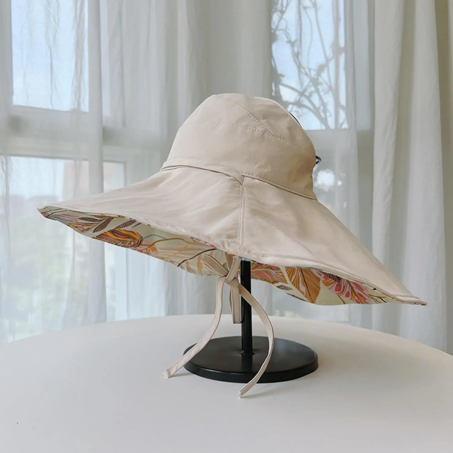 Reversible Floral Wide Brim Sun Hats for Women Packable UV Protection Hat Large Wired Edge Summer Beach Bucket Hat