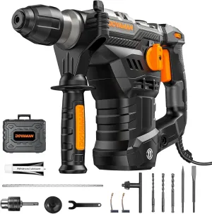 RH15A 1-9/16'' SDS-Plus Rotary Hammer Drill, Safety Clutch and Vibration Control, 12.5 Amp Variable Speed, 4 Functions Heavy Duty Corded Demolition Hammer for Concrete, Drill Bits and Chisels Included
