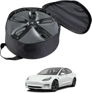 ROCCS 19" Wheel Hubcap Storage Bag Compatible with Tesla Model 3 Model Y 18" 19" Aero Wheel Cover Gemini Hubcap Storage Bag, Waterproof Wheel Cover Spare Carrying Bag Protectors
