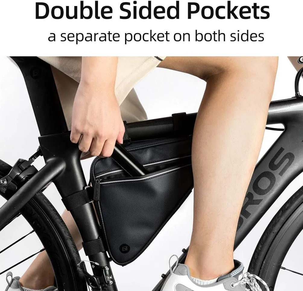 ROCKBROS Bike Triangle Frame Bag, Bike Triangle Bag, with Two Side Pockets, 1.5L