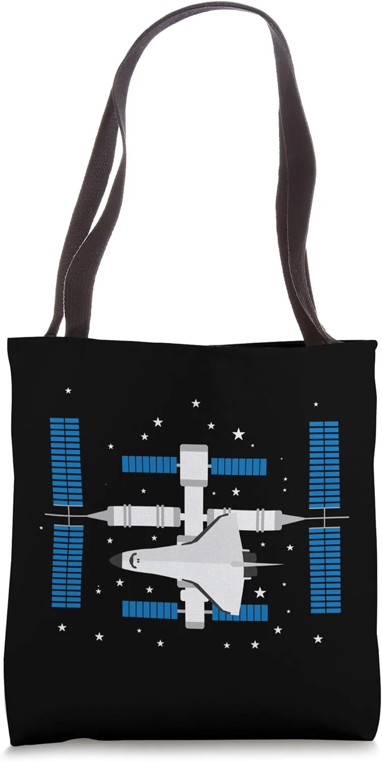 Rocket Taking Off from Moon Base Tote Bag