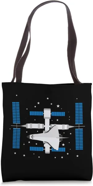 Rocket Taking Off from Moon Base Tote Bag