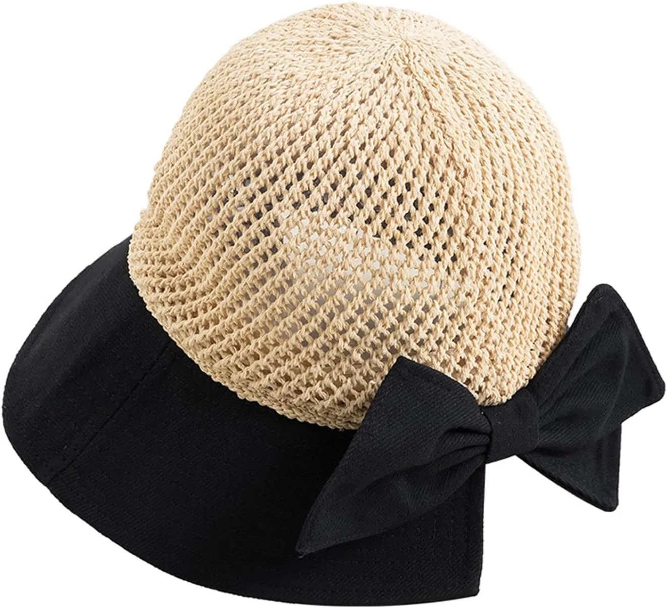 Roll Up Women's Girl's Floppy Summer Sun Beach Hat Foldable Wide Brim with Ribbon Fisherman Bucket Hat