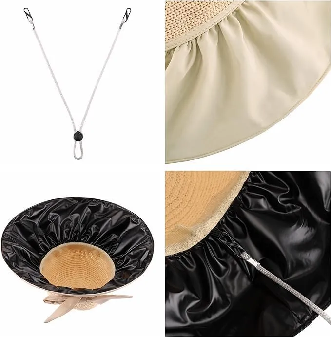 Roll Up Women's Girl's Floppy Summer Sun Beach Hat Foldable Wide Brim with Ribbon Fisherman Bucket Hat