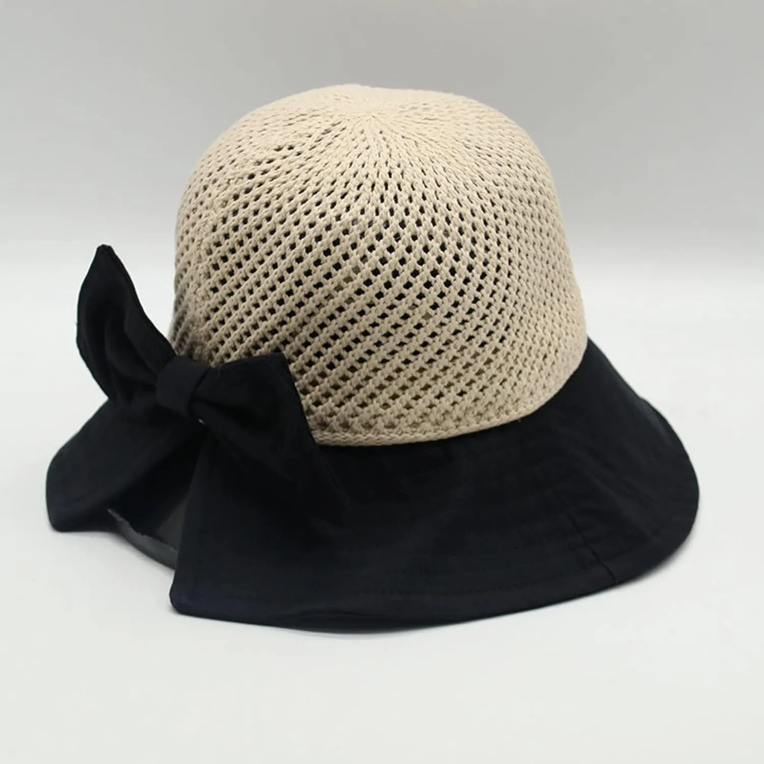 Roll Up Women's Girl's Floppy Summer Sun Beach Hat Foldable Wide Brim with Ribbon Fisherman Bucket Hat