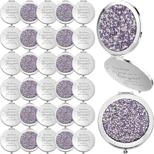 Roowest 30 Pcs Inspirational Compact Mirror Sometimes You Forget You're Awesome Appreciation Gifts for Women Employee Coworker Friends Birthday Party Favors Magnifying Pocket Mirror (Light Purple)