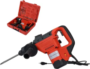 Rotary Hammer Drill - 1-1/2 Inch SDS-Plus 12.5 Amp Heavy Duty Rotary Hammer Drill with Vibration Control & 3-Mode Operation | Tool Set with Drill for Concrete Masonry and Metal Red