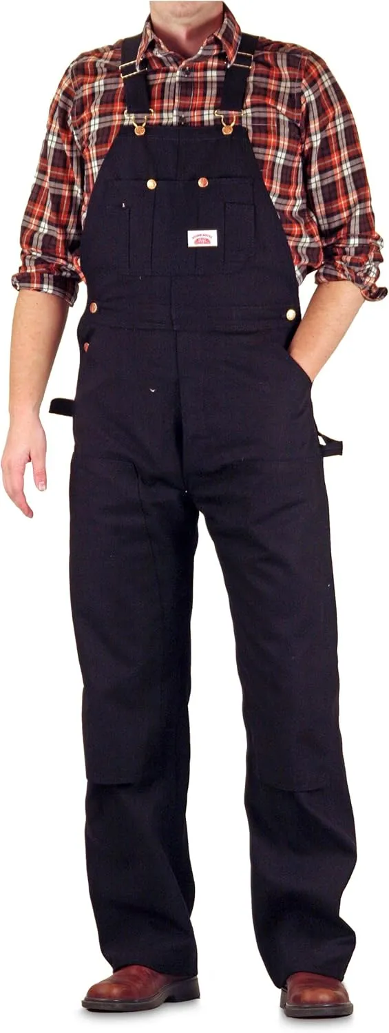 Round House Men's Black Duck Overalls with Button Fly