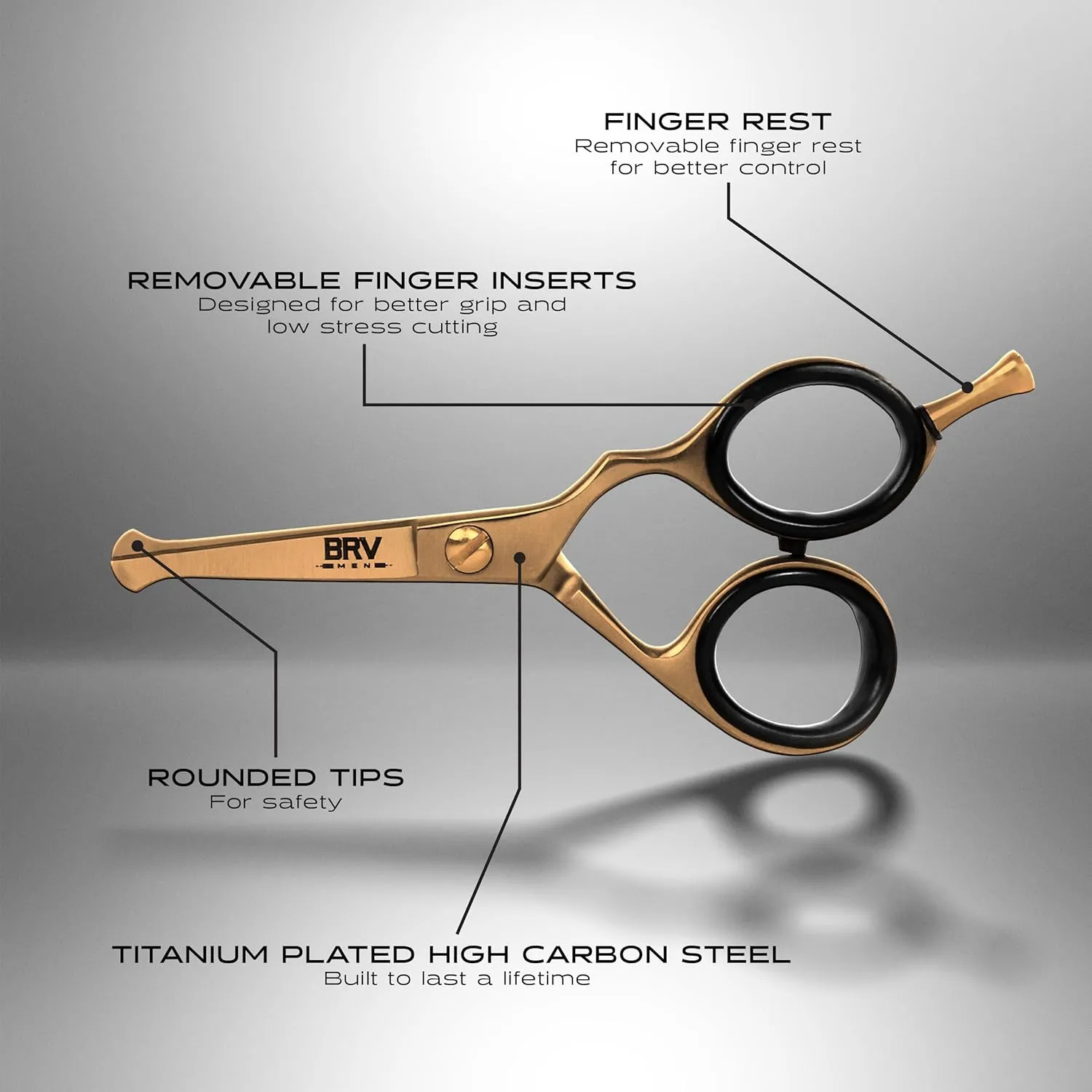 Rounded-Tip Small Trim Scissors for Men 4.2" | Titanium Series | Nose Hair Scissors for Men | Professional Grooming for Beard, Mustache & Ear Hair - RIGHT HANDED (Titanium Bronze)